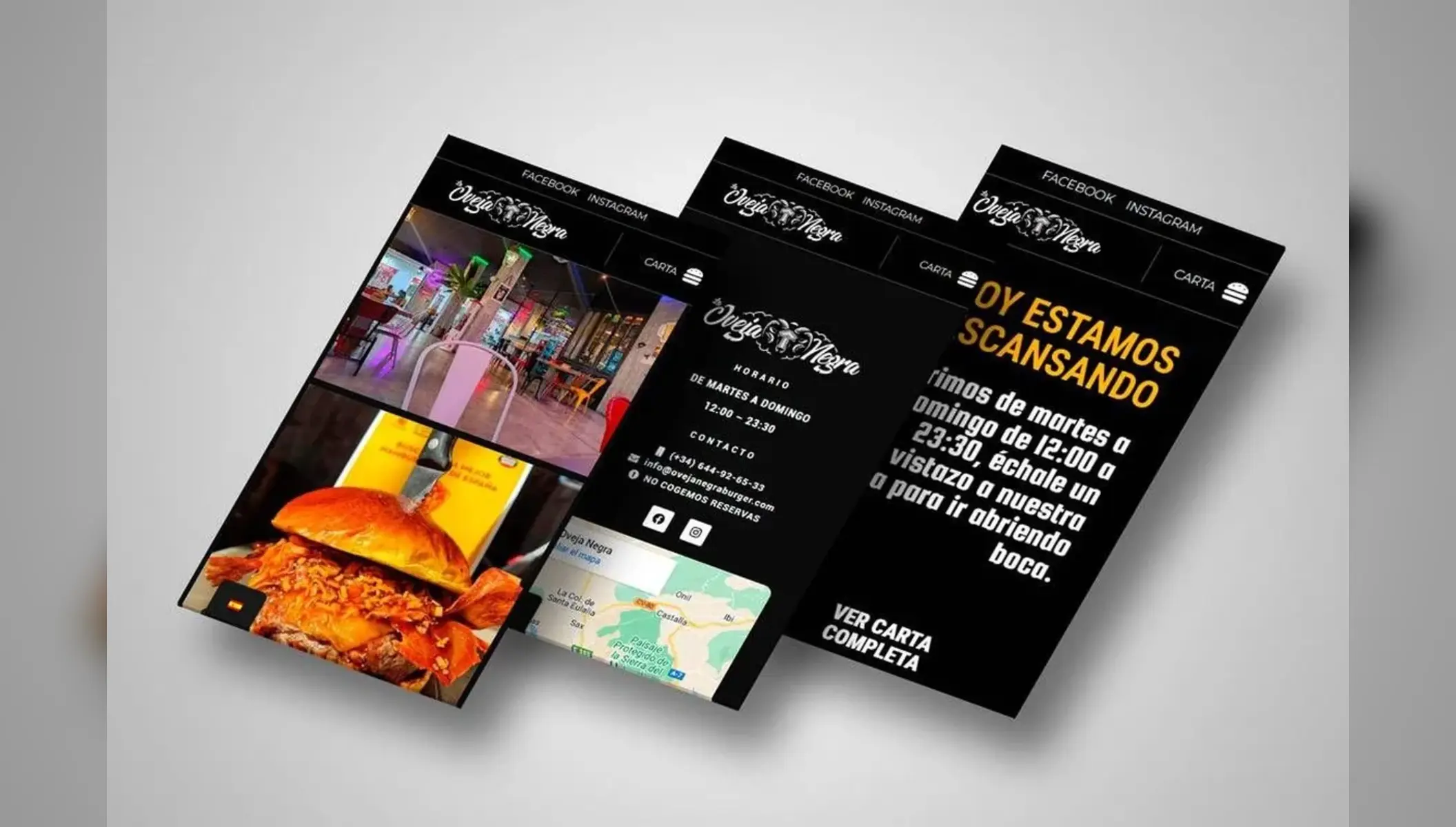 Web de La Oveja Negra Burger desarrollada por Grupo ZAS